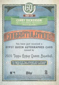 2020 Topps Gypsy Queen - Autographs #GQA-CD Corey Dickerson Back