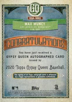 2020 Topps Gypsy Queen - Autographs #GQA-MMU Max Muncy Back