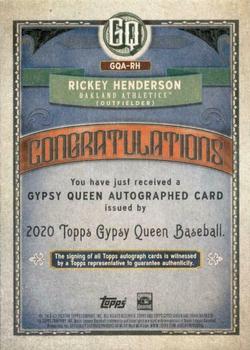 2020 Topps Gypsy Queen - Autographs #GQA-RH Rickey Henderson Back