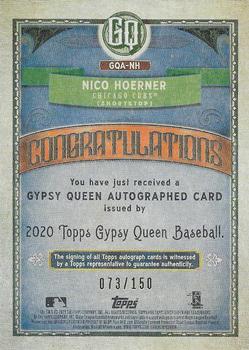 2020 Topps Gypsy Queen - Autographs Indigo #GQA-NH Nico Hoerner Back