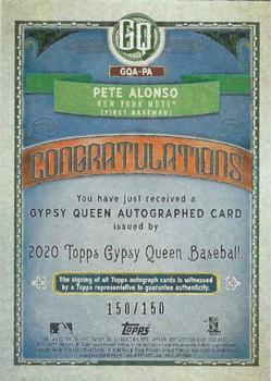 2020 Topps Gypsy Queen - Autographs Indigo #GQA-PA Pete Alonso Back