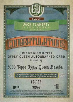 2020 Topps Gypsy Queen - Autographs Blue #GQA-JF Jack Flaherty Back