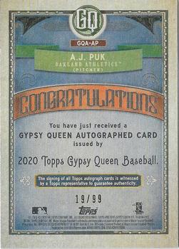 2020 Topps Gypsy Queen - Autographs GQ Logo Swap #GQA-AP A.J. Puk Back