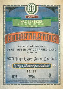 2020 Topps Gypsy Queen - Autographs GQ Logo Swap #GQA-MS Max Scherzer Back