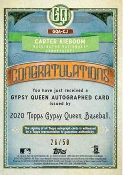 2020 Topps Gypsy Queen - Autographs Black & White #GQA-CJ Carter Kieboom Back