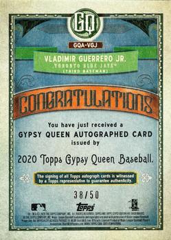 2020 Topps Gypsy Queen - Autographs Black & White #GQA-VGJ Vladimir Guerrero Jr. Back