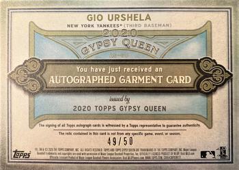 2020 Topps Gypsy Queen - Autograph Garments #AG-GU Gio Urshela Back