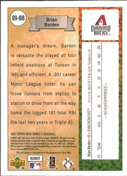 2007 Upper Deck - 1989 Rookie Reprints #89-BB Brian Barden Back