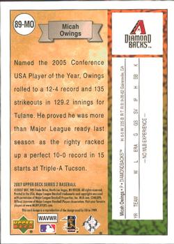 2007 Upper Deck - 1989 Rookie Reprints #89-MO Micah Owings Back
