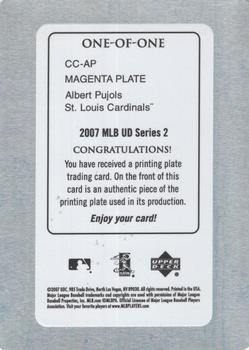 2007 Upper Deck - Cooperstown Calling Printing Plates Magenta #CC-AP Albert Pujols Back