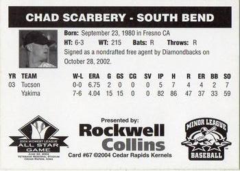 2004 Rockwell Collins Midwest League All-Stars #67 Chad Scarbery Back