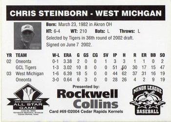 2004 Rockwell Collins Midwest League All-Stars #69 Chris Steinborn Back