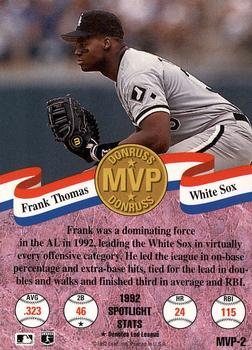 1993 Donruss - MVPs #MVP-2 Frank Thomas Back