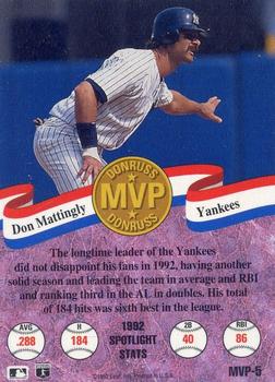 1993 Donruss - MVPs #MVP-5 Don Mattingly Back