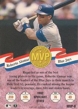 1993 Donruss - MVPs #MVP-6 Roberto Alomar Back
