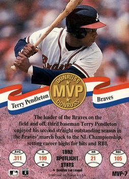 1993 Donruss - MVPs #MVP-7 Terry Pendleton Back
