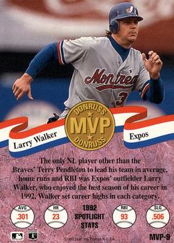 1993 Donruss - MVPs #MVP-9 Larry Walker Back
