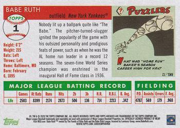 2020 Topps Archives #1 Babe Ruth Back
