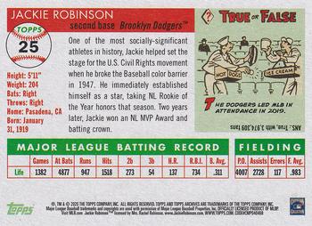 2020 Topps Archives #25 Jackie Robinson Back