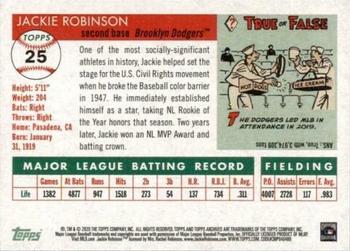 2020 Topps Archives #25 Jackie Robinson Back