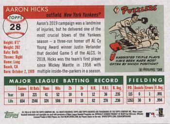 2020 Topps Archives #28 Aaron Hicks Back