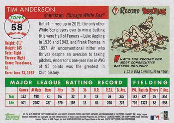 2020 Topps Archives #58 Tim Anderson Back