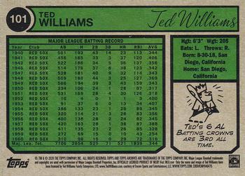 2020 Topps Archives #101 Ted Williams Back
