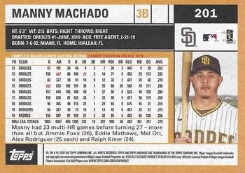 2020 Topps Archives #201 Manny Machado Back