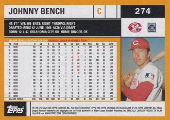 2020 Topps Archives #274 Johnny Bench Back