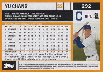 2020 Topps Archives #292 Yu Chang Back