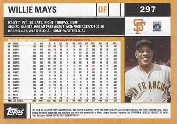 2020 Topps Archives #297 Willie Mays Back
