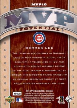 2007 Upper Deck - MVP Potential #MVP10 Derrek Lee Back