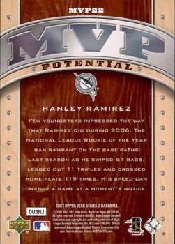 2007 Upper Deck - MVP Potential #MVP22 Hanley Ramirez Back