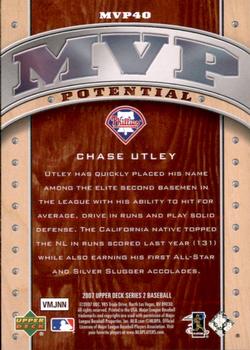 2007 Upper Deck - MVP Potential #MVP40 Chase Utley Back