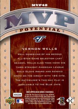 2007 Upper Deck - MVP Potential #MVP48 Vernon Wells Back