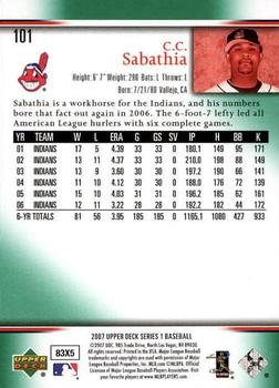 2007 Upper Deck - Predictor Edition Green #101 CC Sabathia Back