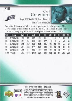 2007 Upper Deck - Predictor Edition Green #210 Carl Crawford Back