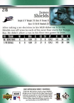 2007 Upper Deck - Predictor Edition Green #216 James Shields Back