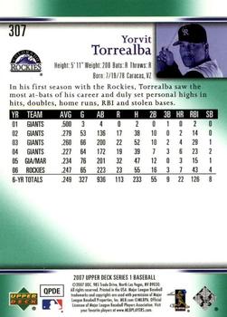 2007 Upper Deck - Predictor Edition Green #307 Yorvit Torrealba Back