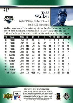 2007 Upper Deck - Predictor Edition Green #417 Todd Walker Back
