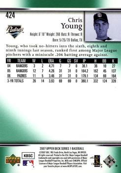 2007 Upper Deck - Predictor Edition Green #424 Chris Young Back