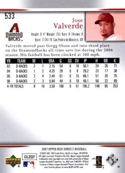 2007 Upper Deck - Predictor Edition Silver #533 Jose Valverde Back
