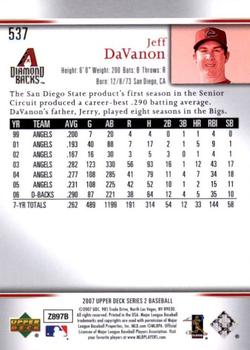 2007 Upper Deck - Predictor Edition Silver #537 Jeff DaVanon Back