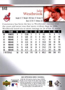 2007 Upper Deck - Predictor Edition Silver #648 Jake Westbrook Back