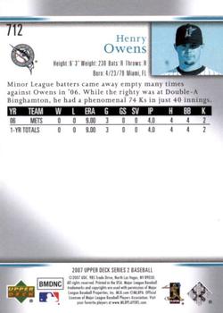2007 Upper Deck - Predictor Edition Silver #712 Henry Owens Back