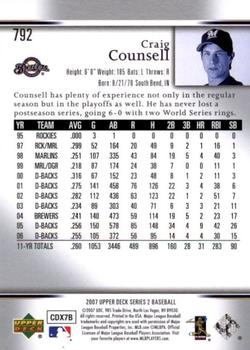 2007 Upper Deck - Predictor Edition Silver #792 Craig Counsell Back