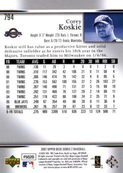 2007 Upper Deck - Predictor Edition Silver #794 Corey Koskie Back