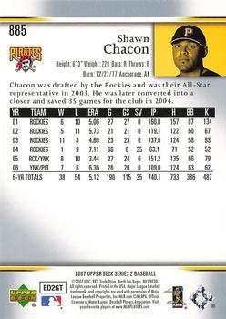 2007 Upper Deck - Predictor Edition Silver #885 Shawn Chacon Back