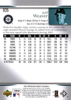 2007 Upper Deck - Predictor Edition Silver #935 Jeff Weaver Back