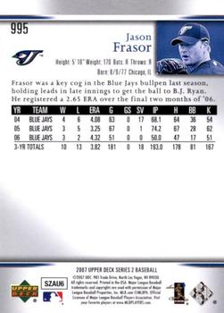 2007 Upper Deck - Predictor Edition Silver #995 Jason Frasor Back